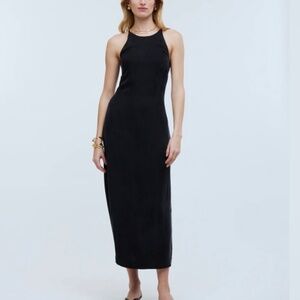 Madewell Black Crisscross Midi Slip Dress Cupro Blend Size 4 NWOT